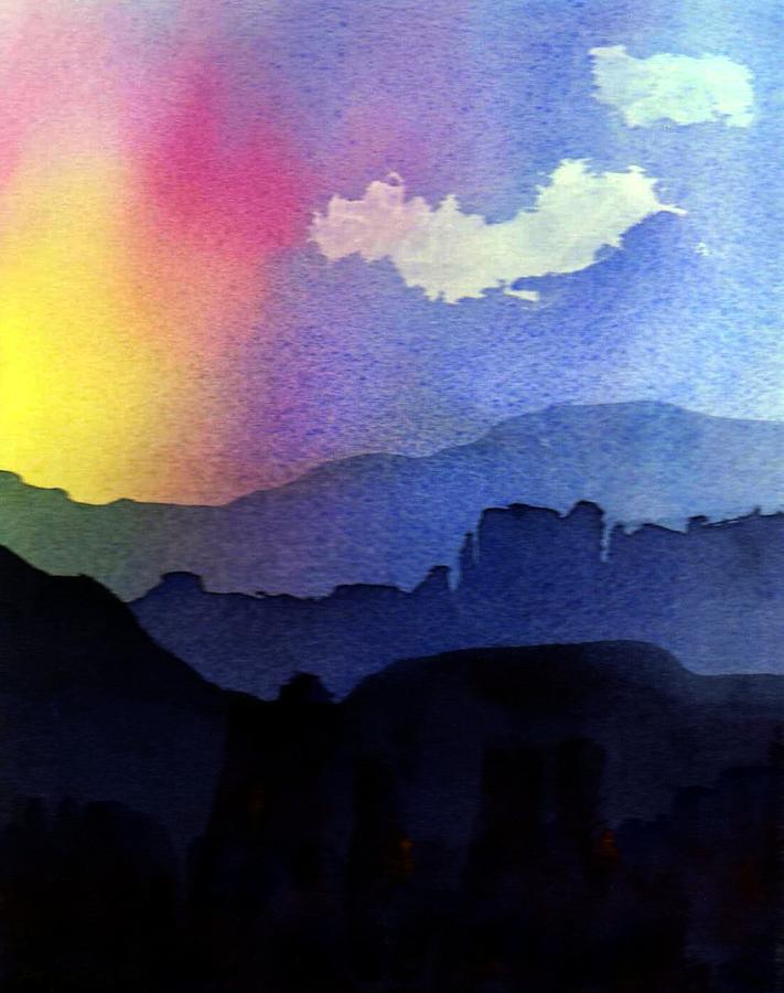 Blue Mountain Sunset Painting by Anne Duke