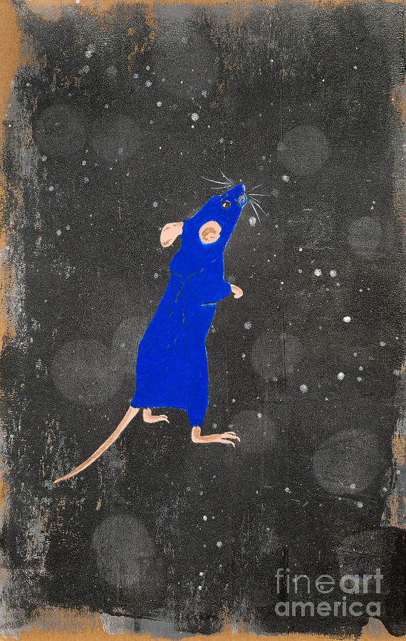 Blue mouse Painting by Stefanie Forck
