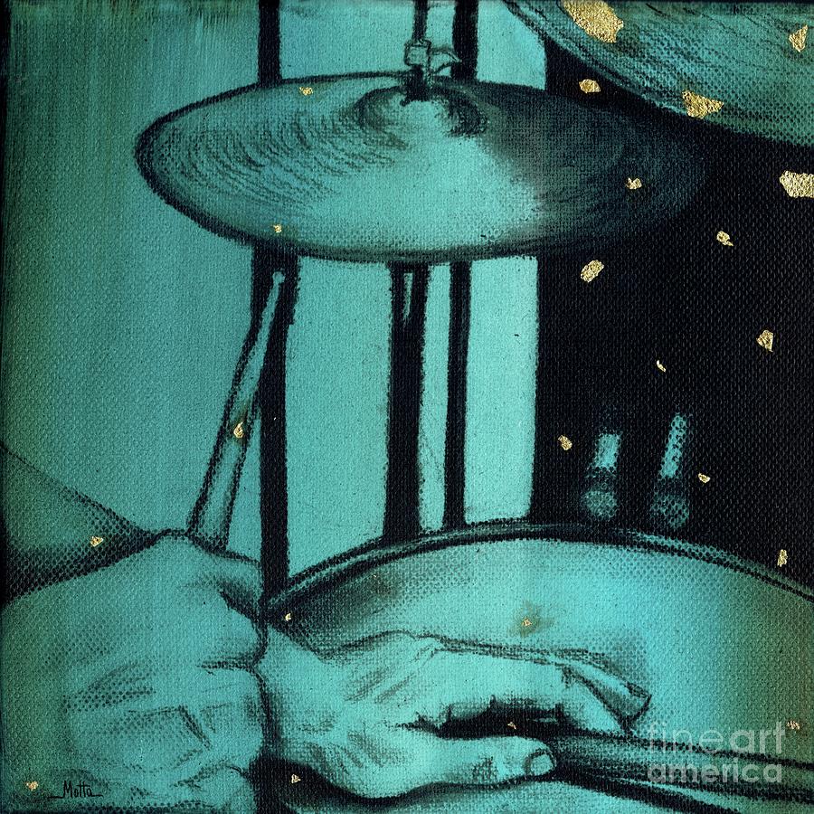 Blue Musician - Drums Painting by Cris Motta