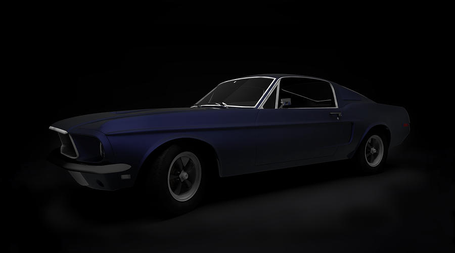 Blue Mustang Digital Art