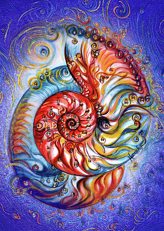 Blue Nautilus Shell - Harsh Malik Digital Art by Harsh Malik