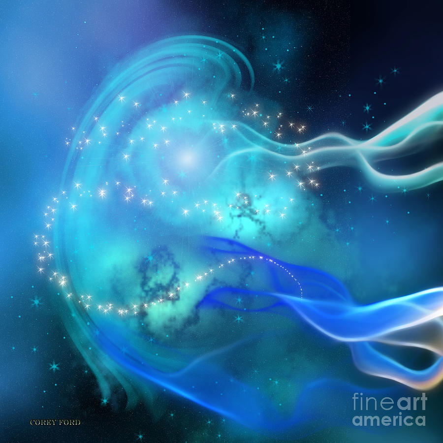 Blue Nebula Painting by Corey Ford