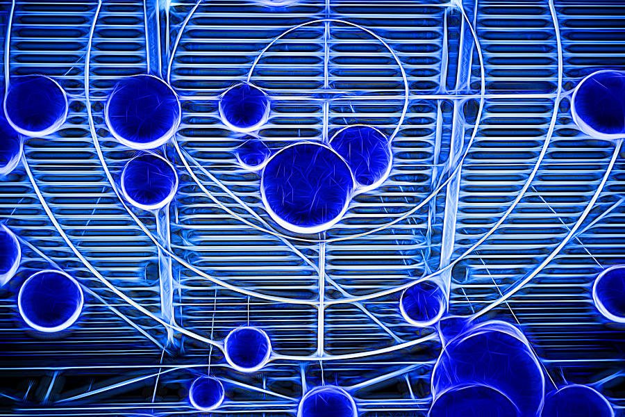 Blue Neon Ball Geometric Ceiling Photograph by John Williams