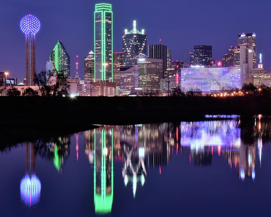 Blue Night and Reflections in Dallas Photograph by Frozen in Time Fine Art Photography