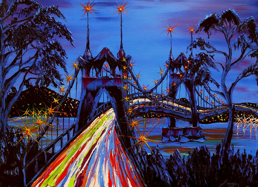 Blue Night Of St. Johns Bridge #29 Painting by James Dunbar