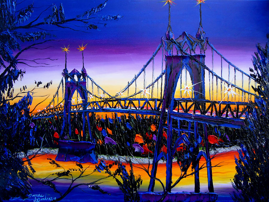 Blue Night Of St. Johns Bridge #36 Painting by James Dunbar
