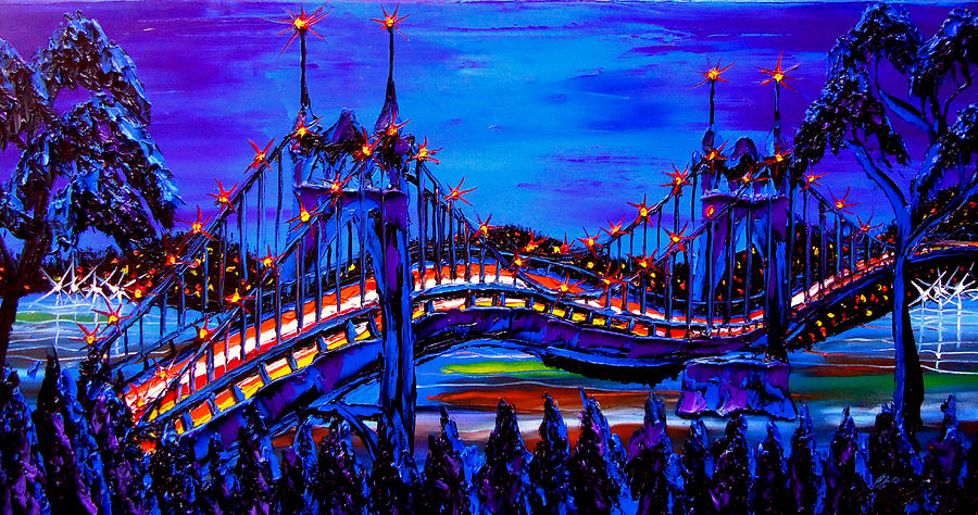 Blue Night Of St. Johns Bridge 37 Painting by James Dunbar