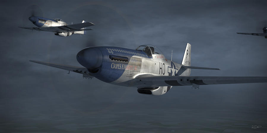P-51 Blue Nosers Digital Art by Robert D Perry