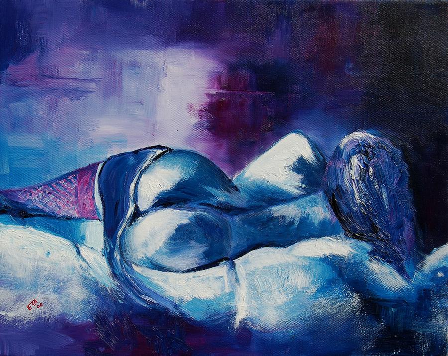 Nude Painting - Blue Nude 45 by Veronique Radelet