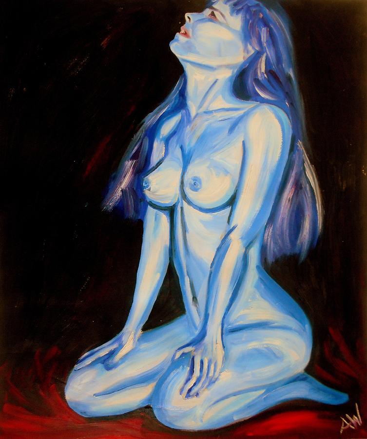 Blue nude Painting by Angie Wright