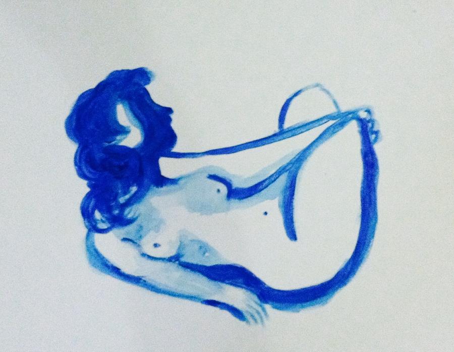 Nude Painting - Blue nude by Hae Kim