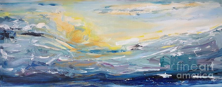 Vincent Van Gogh Painting - Blue Ocean Abstract III, Florida- Sea- Blue- Sunset-Sky-wall decor- 16 by Twyla Gettert