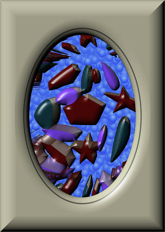 Sign Digital Art - Blue Ocean Bubbles with Beveled Frame by Cathy Harper