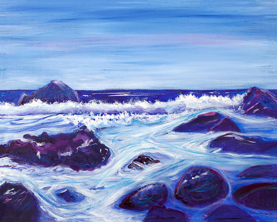 Blue Ocean  16 x 20 Painting by Santana Star