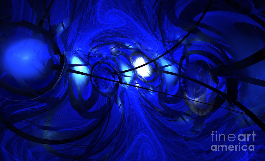 Abstract Digital Art - Blue Ocean Swirls by Kim Sy Ok