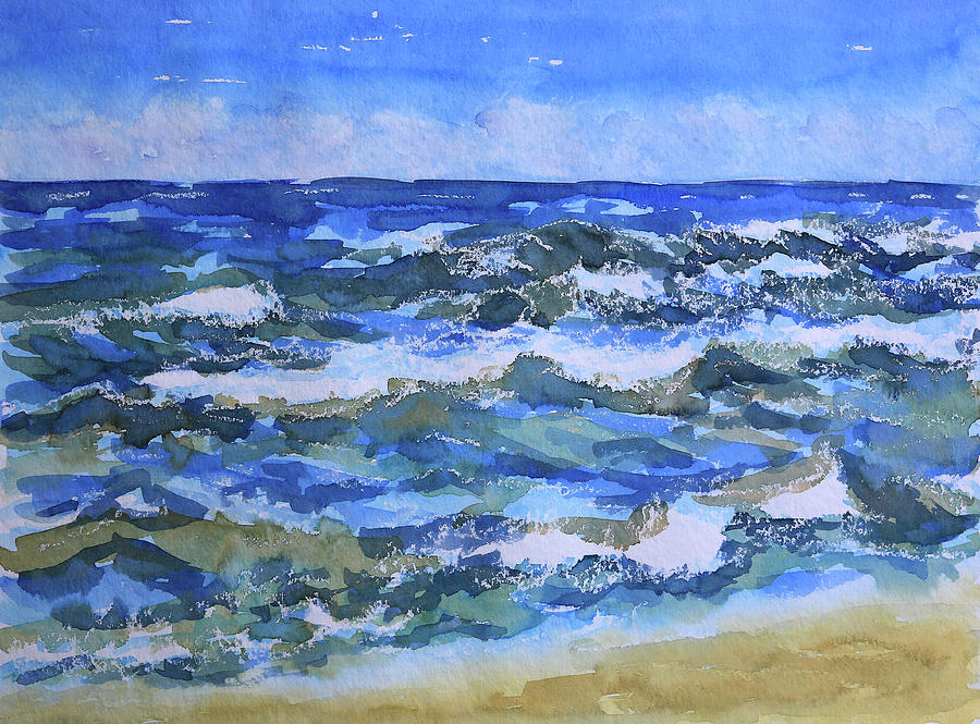 PACIFIC SEASCAPE Ocean Waves Watercolor 8 x 10 Art Print by Artist DJR