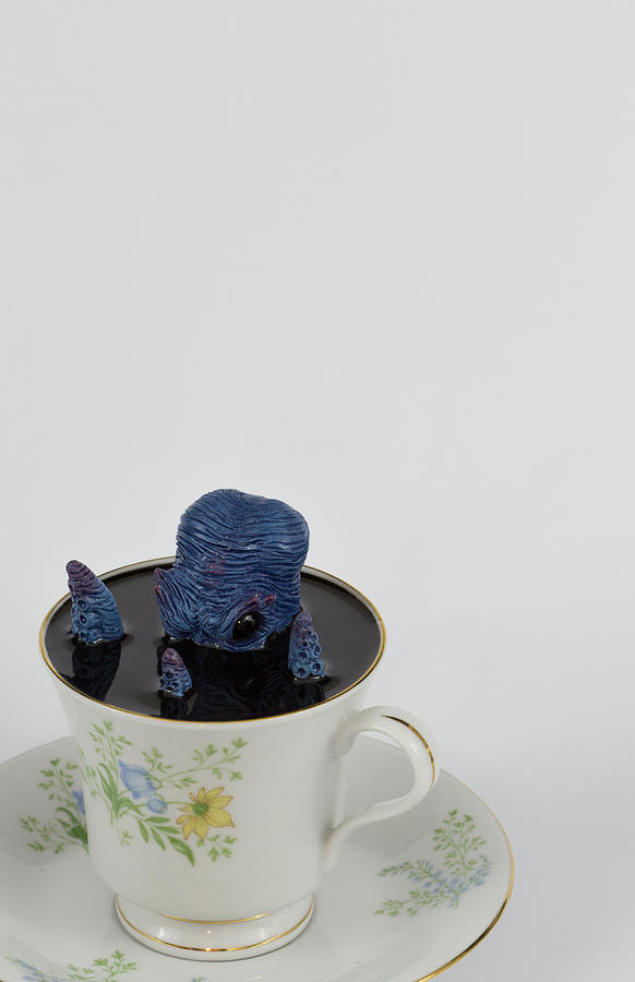 Octopus Photograph - Blue Octopus and a teacup by Voodoo Delicious