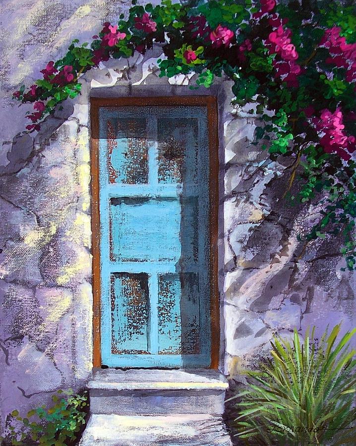 Blue old door in Mexico Painting by Fernando Gonzalez - Fine Art America