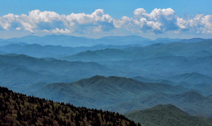 Mountain Photograph - Blue on Blue - Great Smoky Mountains by Nikolyn McDonald