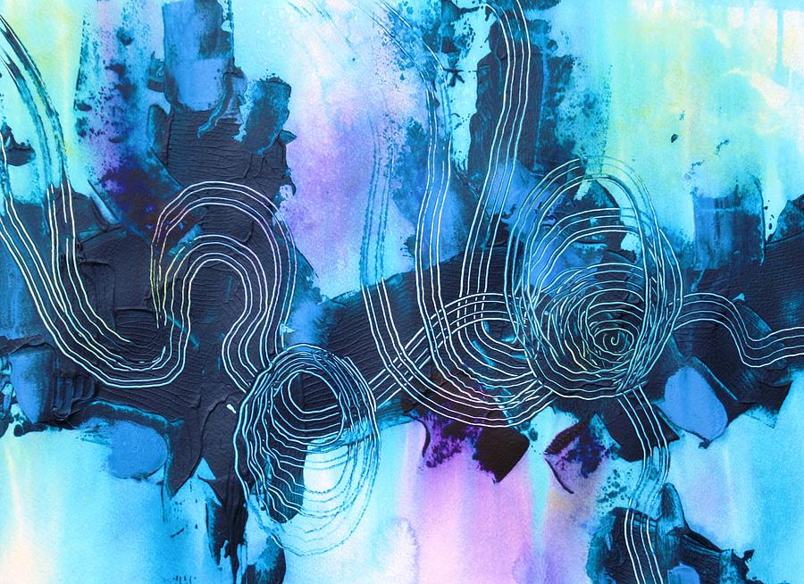 Abstract Painting - Blue on Blue by Louise Adams