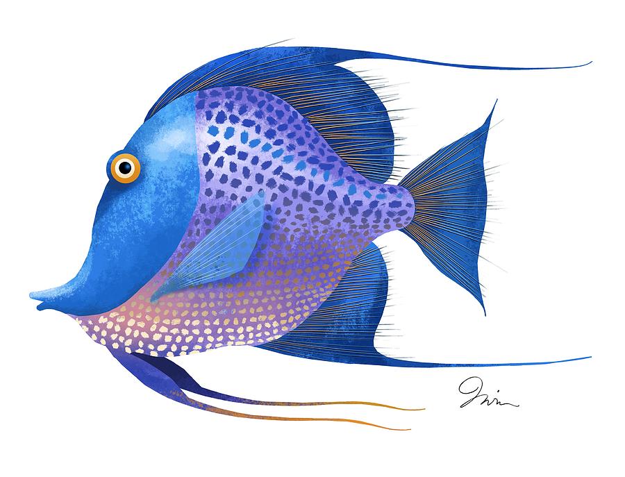 Fish Digital Art - Blue on White by Trevor Irvin
