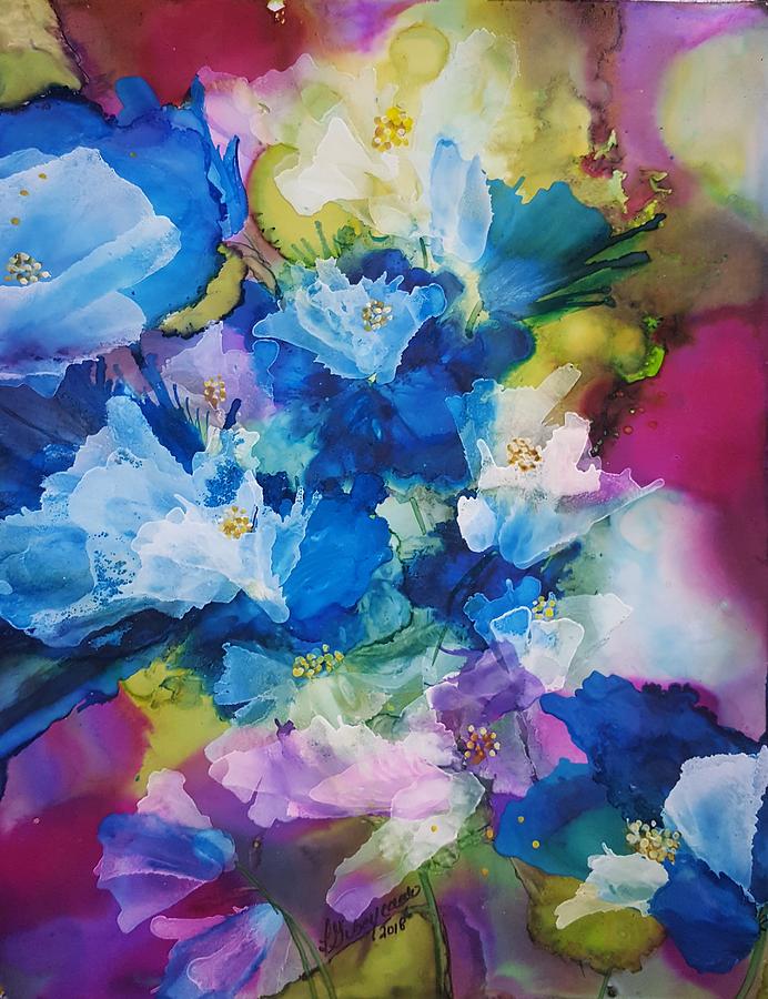 Blue Orchids by Lucy Giboyeaux Painting by Lucy Giboyeaux - Fine Art ...