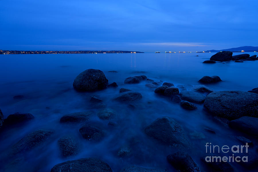 Blue Overcast Evening At English Bay Photograph by Terry Elniski