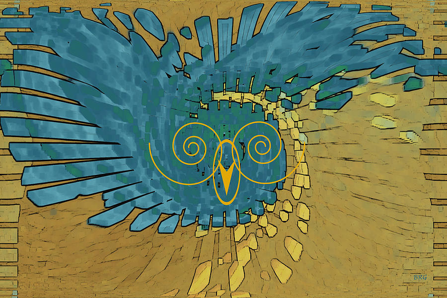 Abstract Blue Owl Digital Art by Ben and Raisa Gertsberg