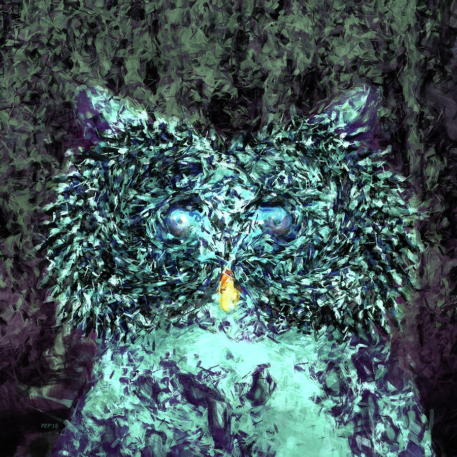 Blue Owl At Night Digital Art by Phil Perkins