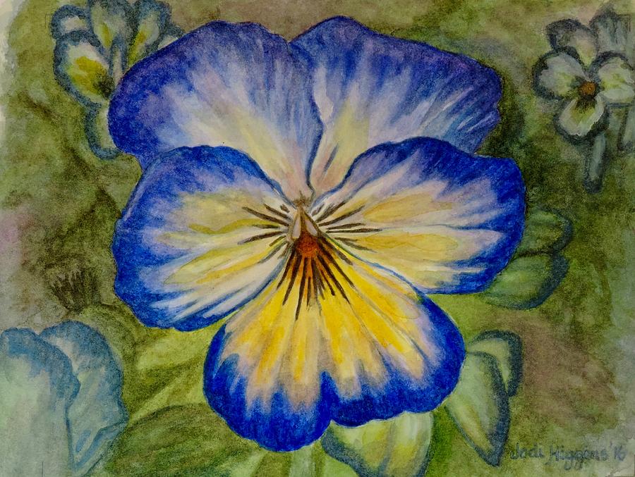 Blue Pansy Painting by Jodi Higgins
