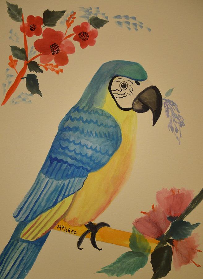 Parrot Painting - Blue Parrot by Maria Urso