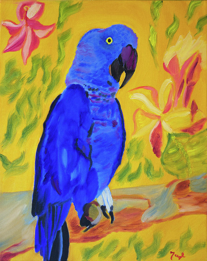 Parrot Pretty in Blue Painting by Meryl Goudey