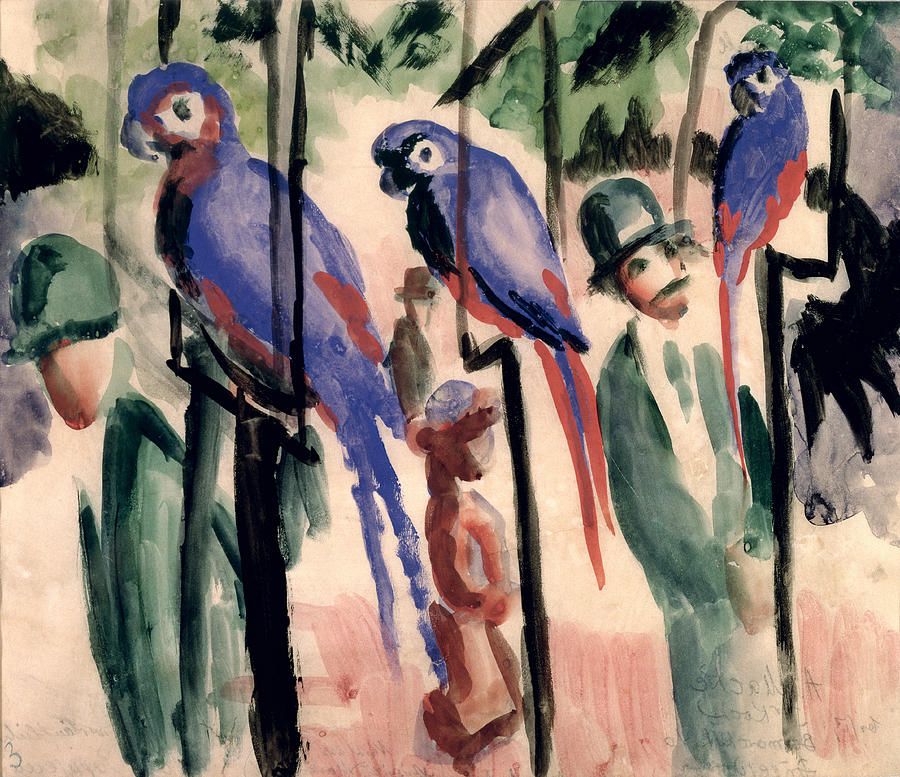 Parrot Painting - Blue Parrots by August Macke