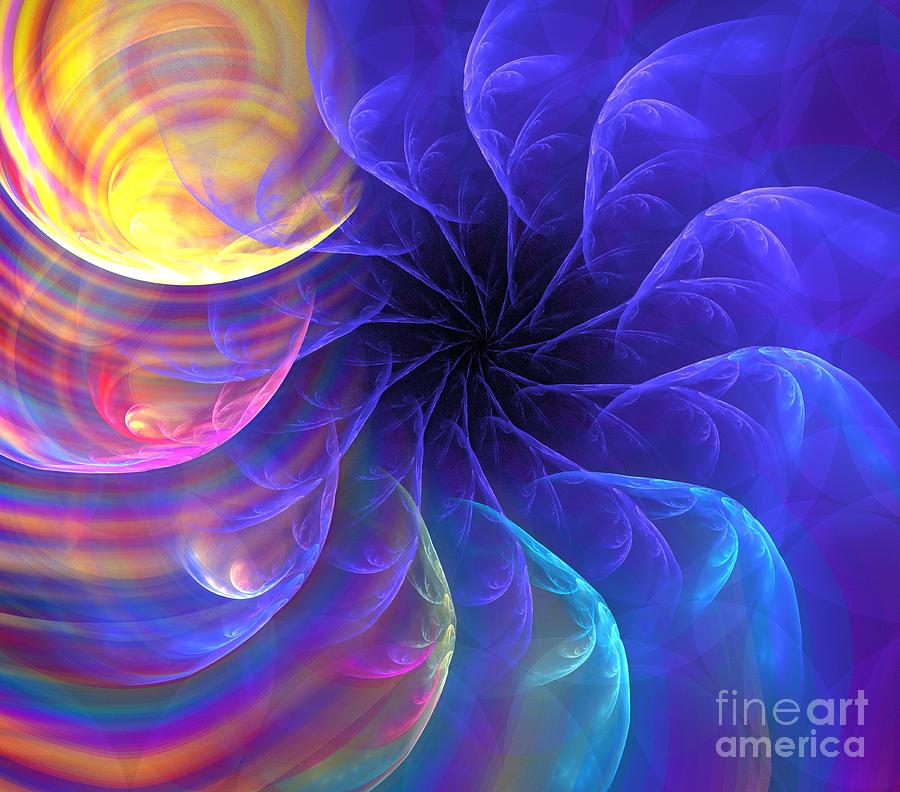 Abstract Digital Art - Blue Pastel Cyclone by Kim Sy Ok