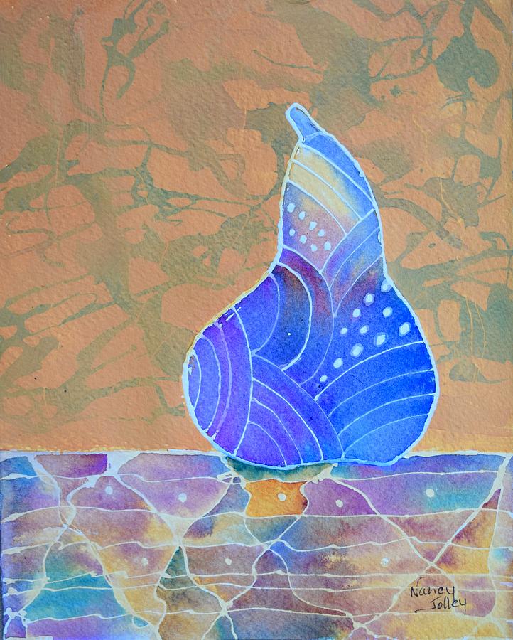 Blue Pear Painting by Nancy Jolley