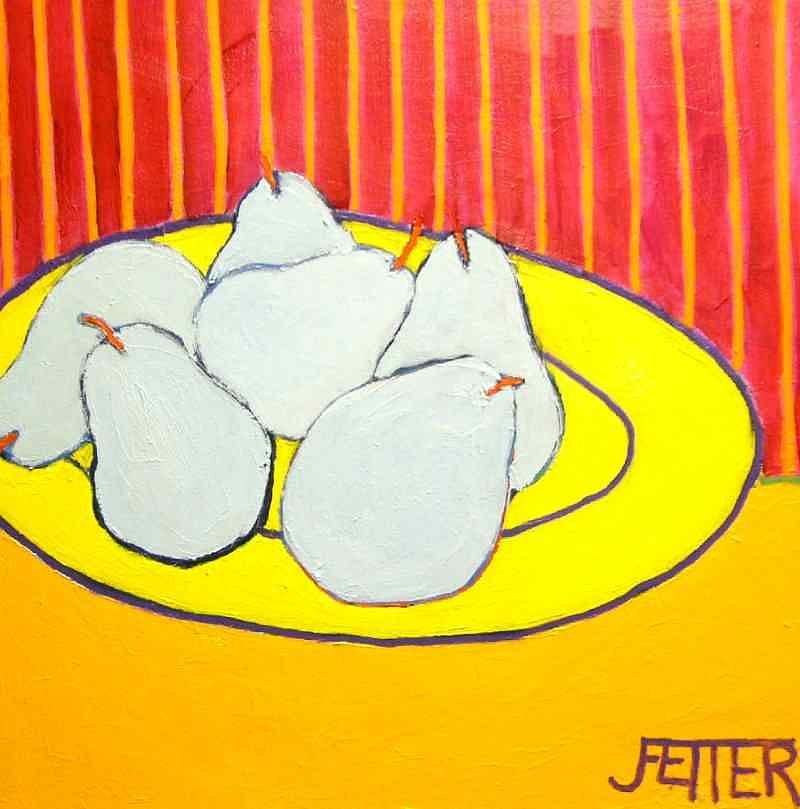 Still Life Painting - Blue Pears by Joan Fetter Still Life Painting - Blue Pears by Joan Fetter