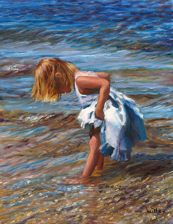 Blue Pinafore Painting by Marie Witte