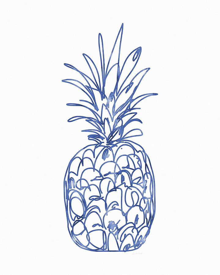 Pineapple Painting - Blue Pineapple- Art by Linda Woods by Linda Woods