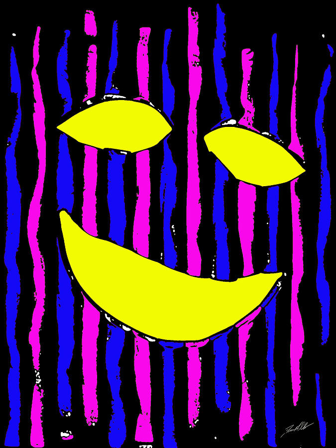 Blue, Pink, and Yellow Smiling Face Digital Art by Francis Sileo - Pixels