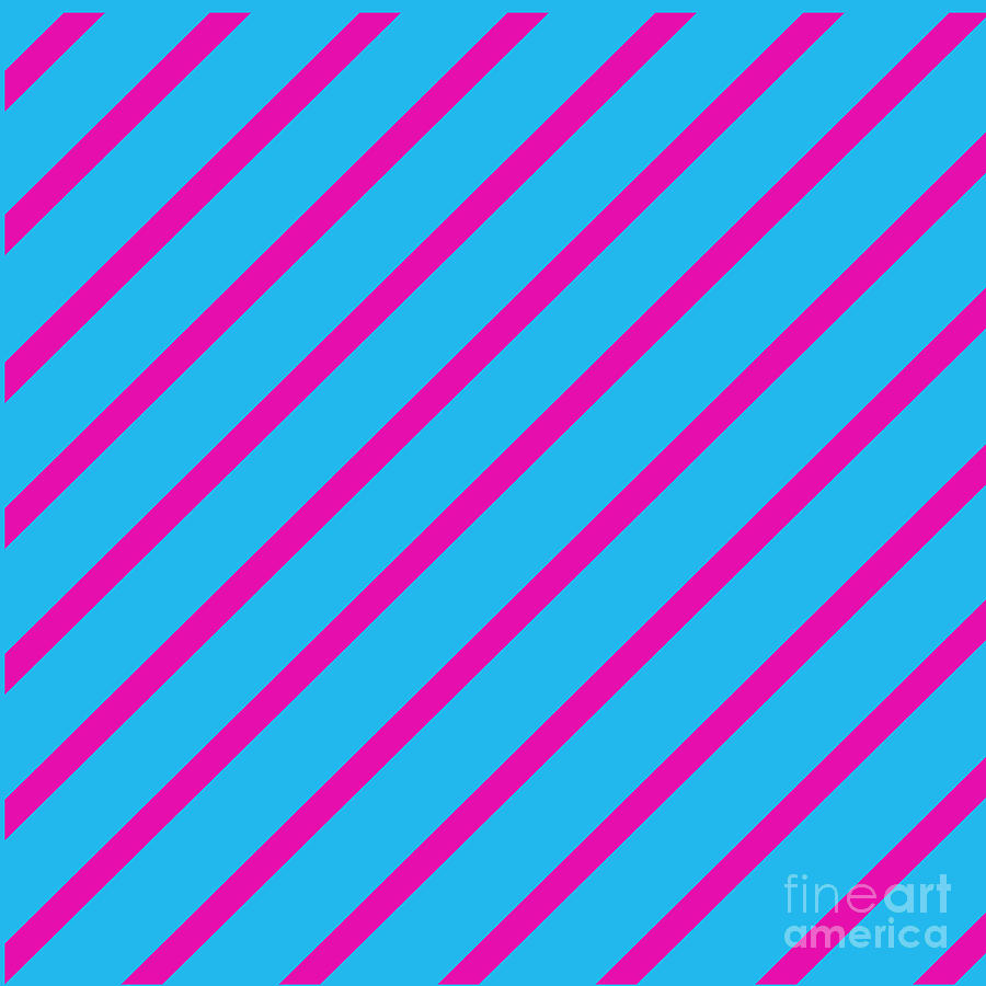 Blue Pink Angled Stripes Abstract Digital Art by Susan Stevenson