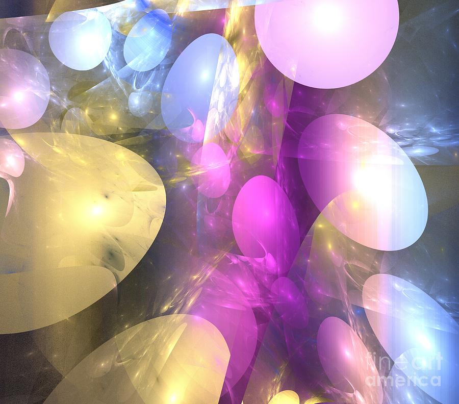 Abstract Digital Art - Blue Pink Eggs by Kim Sy Ok