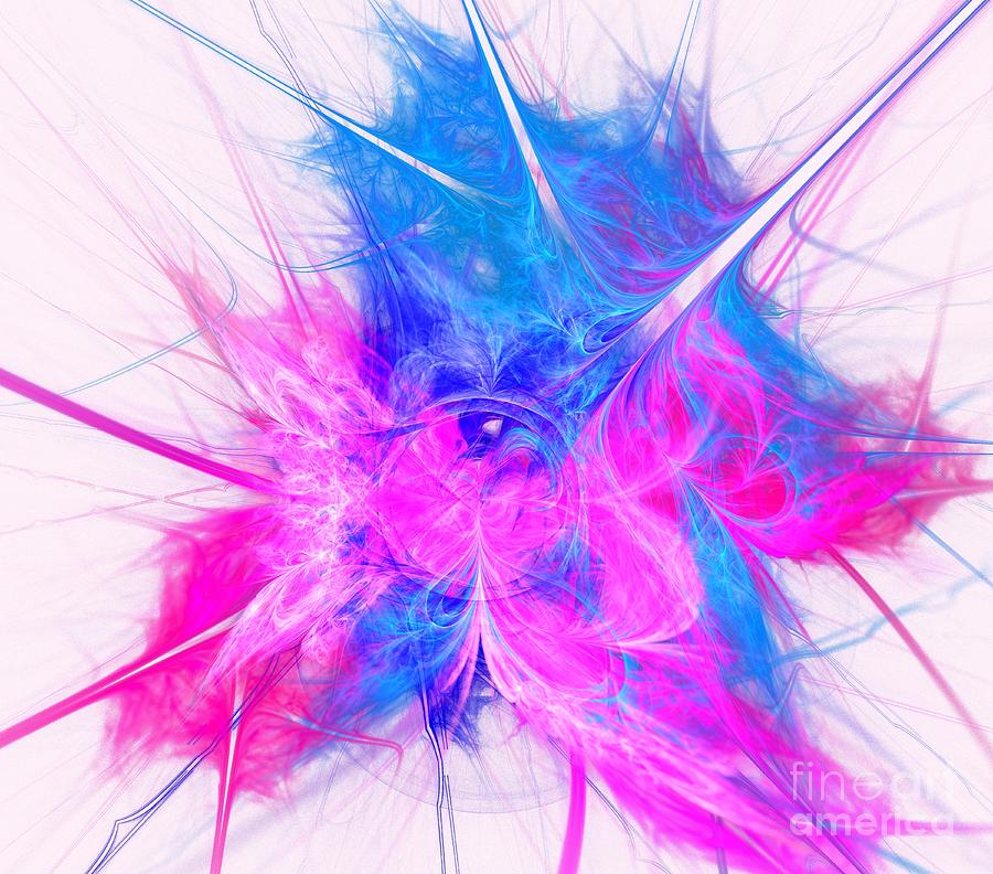 Abstract Digital Art - Blue Pink Rays by Kim Sy Ok
