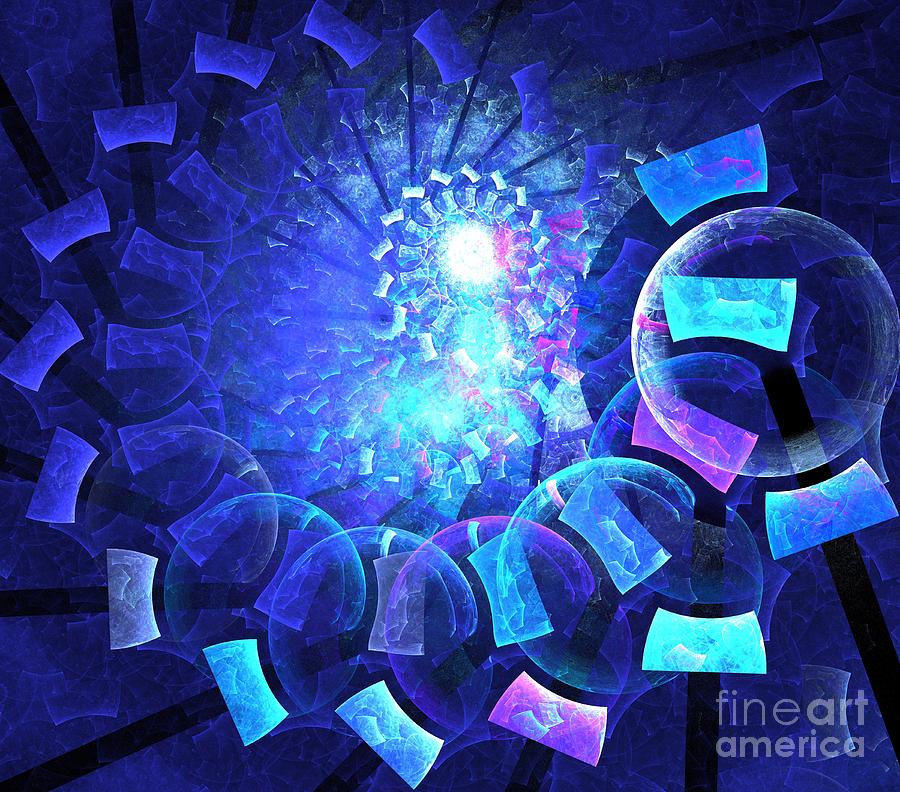 Abstract Digital Art - Blue Pink Spiral by Kim Sy Ok