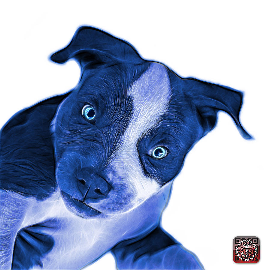 Blue Pitbull Dog Art 7435 - Wb Painting by James Ahn