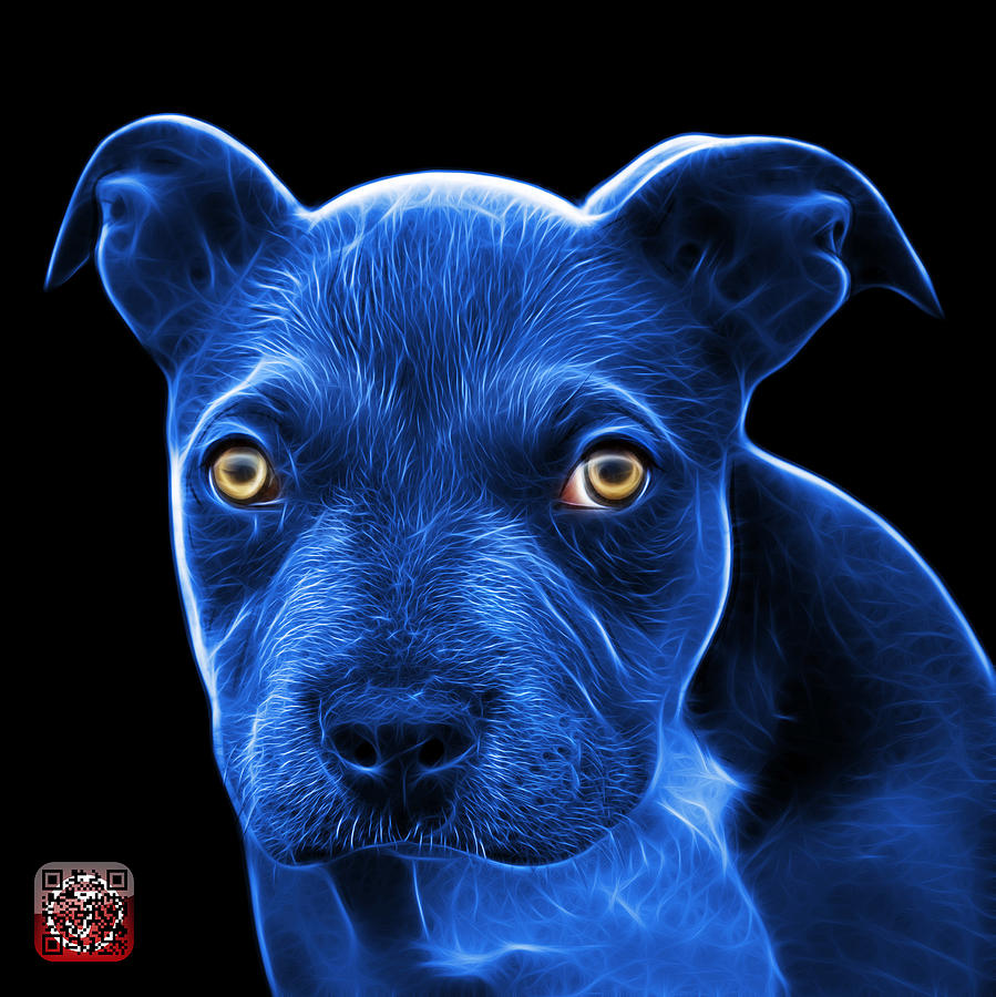 Blue Pitbull puppy pop art - 7085 BB Painting by James Ahn