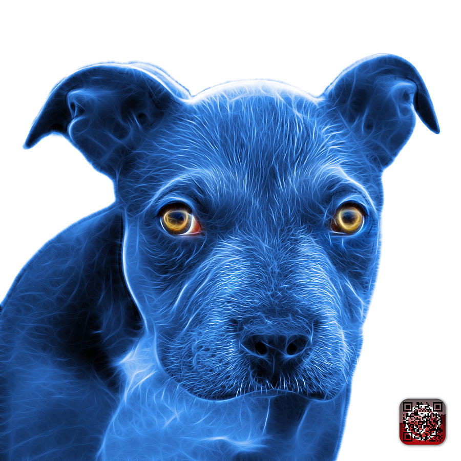 Blue Pitbull puppy pop art - 7085 WB Painting by James Ahn