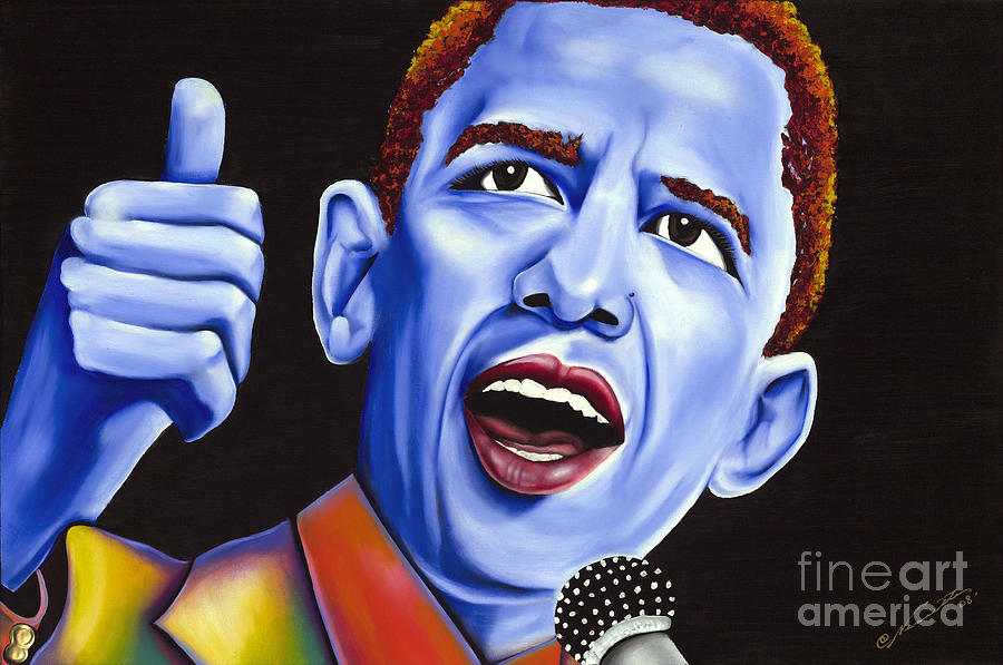 Barack Obama Painting - Blue pop President Barack Obama by Nannette Harris
