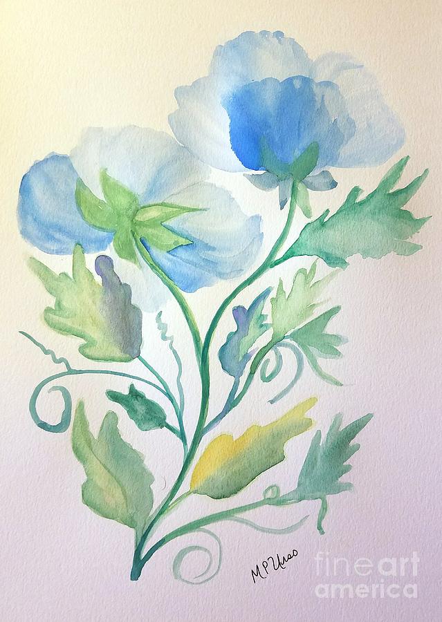 Blue Poppies Painting by Maria Urso