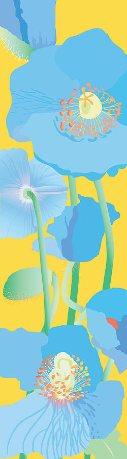 Flowers Painting - Blue Poppies by Marian Federspiel Flowers Painting - Blue Poppies by Marian Federspiel