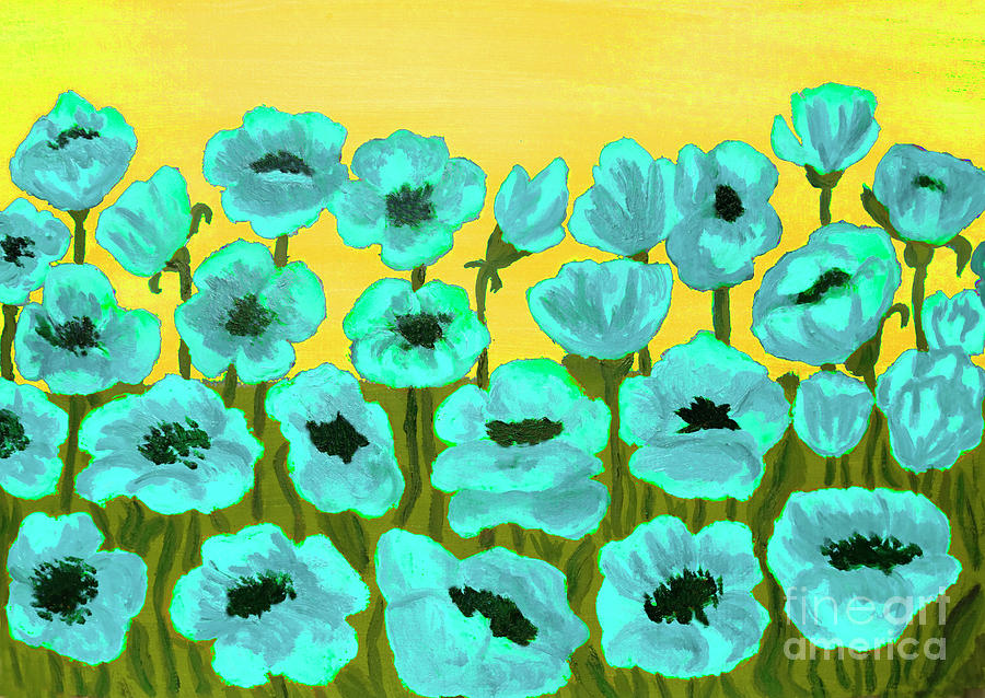 Blue poppies, painting Painting by Irina Afonskaya